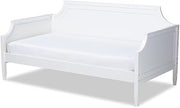 Furnifact White Traditional Twin Daybed, Solid Pinewood Bed Frame with Classic Finish for Bedroom, Kids Room and Guest Room Use