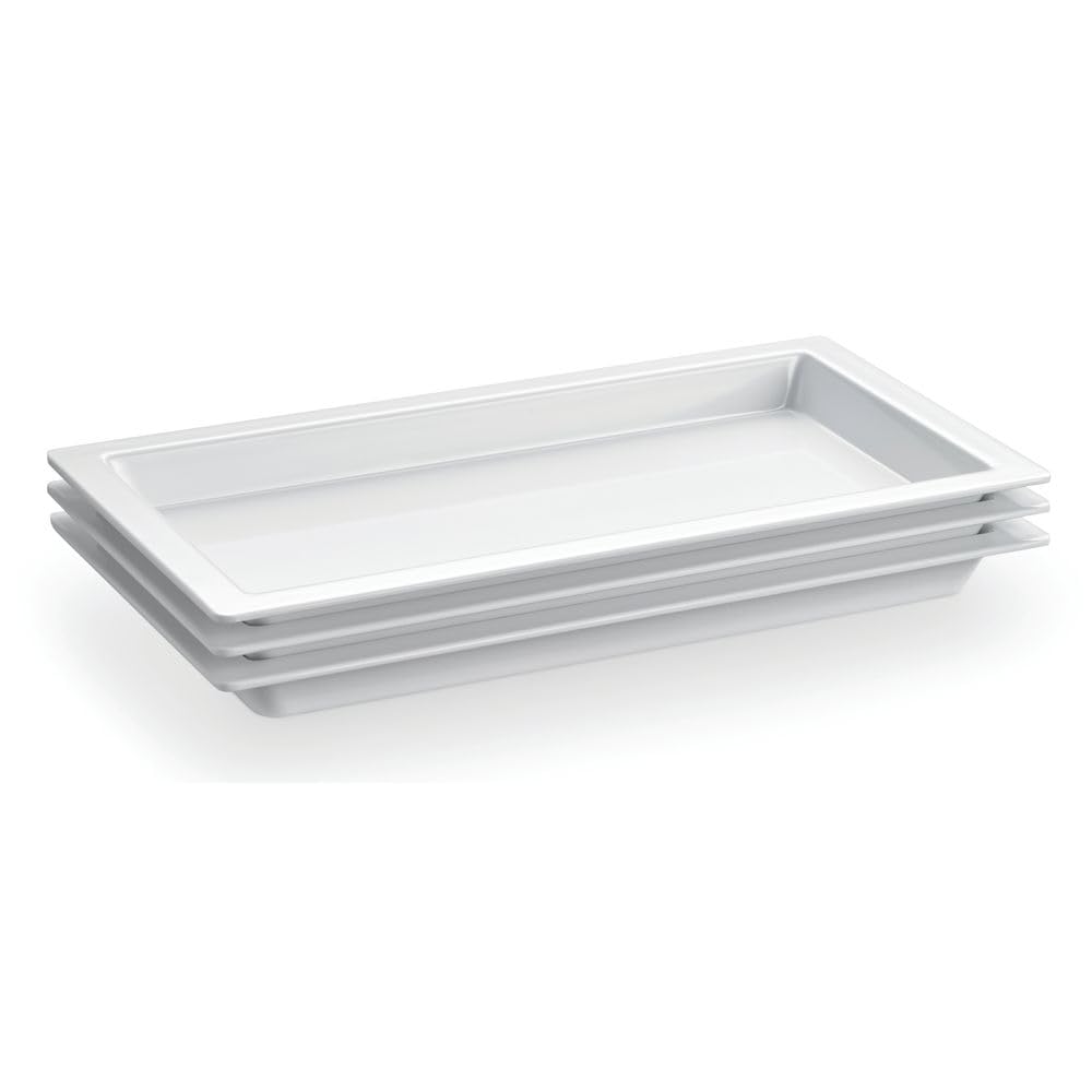 White Plastic Rectangular Tray - 12 7/8" L x 6 1/2" W x 1" H by HUBERT – Model H0302-WHITE