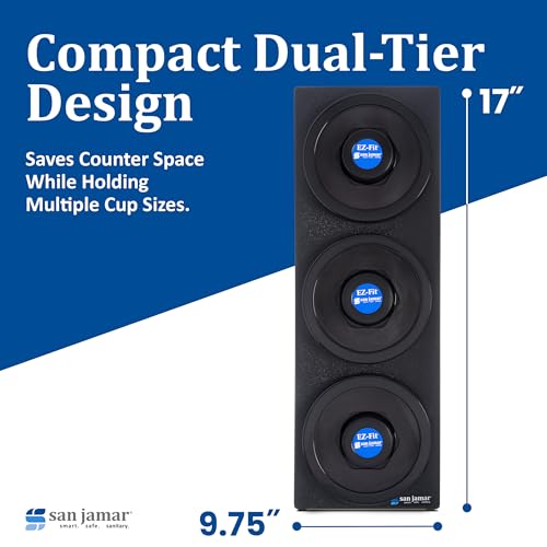 San Jamar 3 Tiers / Black / Black Trim Rings Cup Carriers