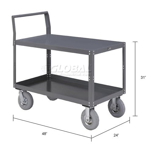 Two Shelf Unassembled Heavy Duty Service Cart by Global Industrial – Steel, Gray, Model 752258