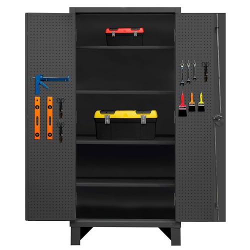 Cabinet, 24X36, 4 shelf, 32 peg hooks by Durham – Alloy Steel, Grey, Model HDCP243678-PB32-4S95