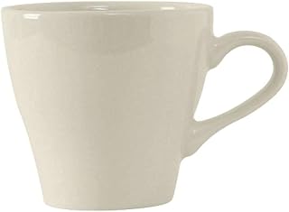 Tuxton China BEF-0808 Cappuccino Cup, 8 oz., 3-1/2" Diameter x 3-1/4"H, Microwave and Dishwasher Safe, Oven Proof, Fully Vitrified, Ceramic, DuraTux, Europa, American White/Eggshell, Pack of 24