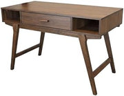 Brown Mid Century Desk with One Drawer, Sturdy Legs, Modern Office Furniture for Workspace, Durable and Stylish Design
