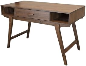 Brown Mid Century Desk with One Drawer, Sturdy Legs, Modern Office Furniture for Workspace, Durable and Stylish Design