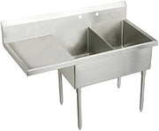 Elkay SS8260L2 Commercial 85-1/2" x 27-1/2" Two Basin Sink with Left Drainboard 2 Holes