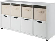 Furnifact Composite Wood Kitchen Cabinet Set with Doors and Open Shelves, Pantry Cabinet Kitchen Drawers Shelf Organizers, White