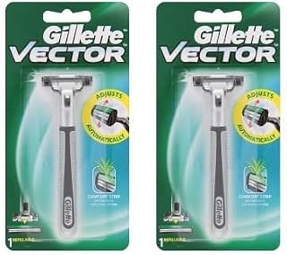 Red Gillette Vector Fits Atra Plus Razor Blade Refill Cartridge Shaver Handle Red (Pack of 2)