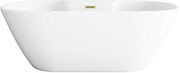 67" Bathtub In Glossy White With Brushed Gold Trim