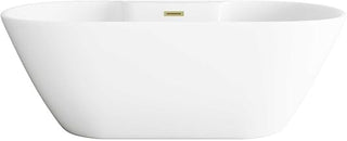 67" Bathtub In Glossy White With Brushed Gold Trim