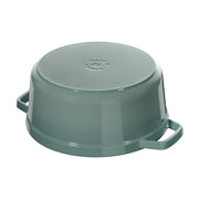 Cast Iron Round Cocotte 26 cm Eucalyptus by STAUB – 26 cm, 5.25 liters, eucalyptus, Model 11026121