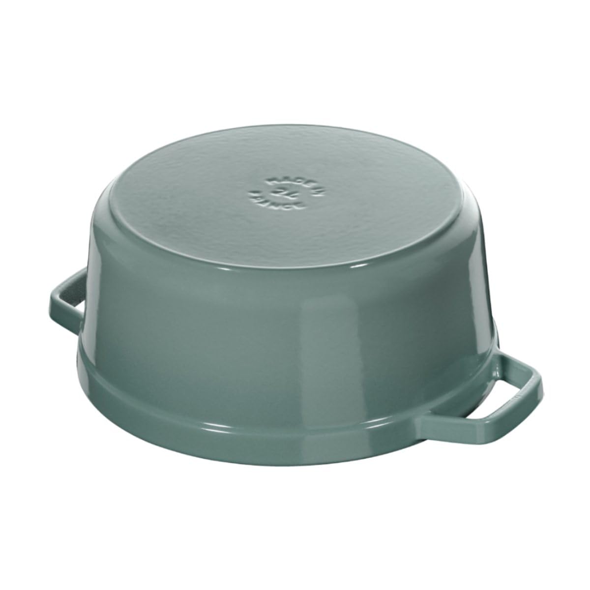 Cast Iron Round Cocotte 26 cm Eucalyptus by STAUB – 26 cm, 5.25 liters, eucalyptus, Model 11026121