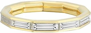0.4ct Baguette Cut Moissanite Channel Set Full Eternity Band Yellow Gold Plated
