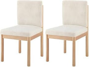 Furnifact Chenille Fabric-Upholstered Dining Side Chair with Solid Rubber Wood Legs, Set of 2 Japandi Kitchen Accent Chairs