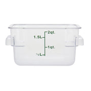 Clear Square Food Storage Container - 7 13/100" L x 7 13/100" W x 3 4/5" H by HUBERT – Polycarbonate (PC), Clear, Model 0105001-PC