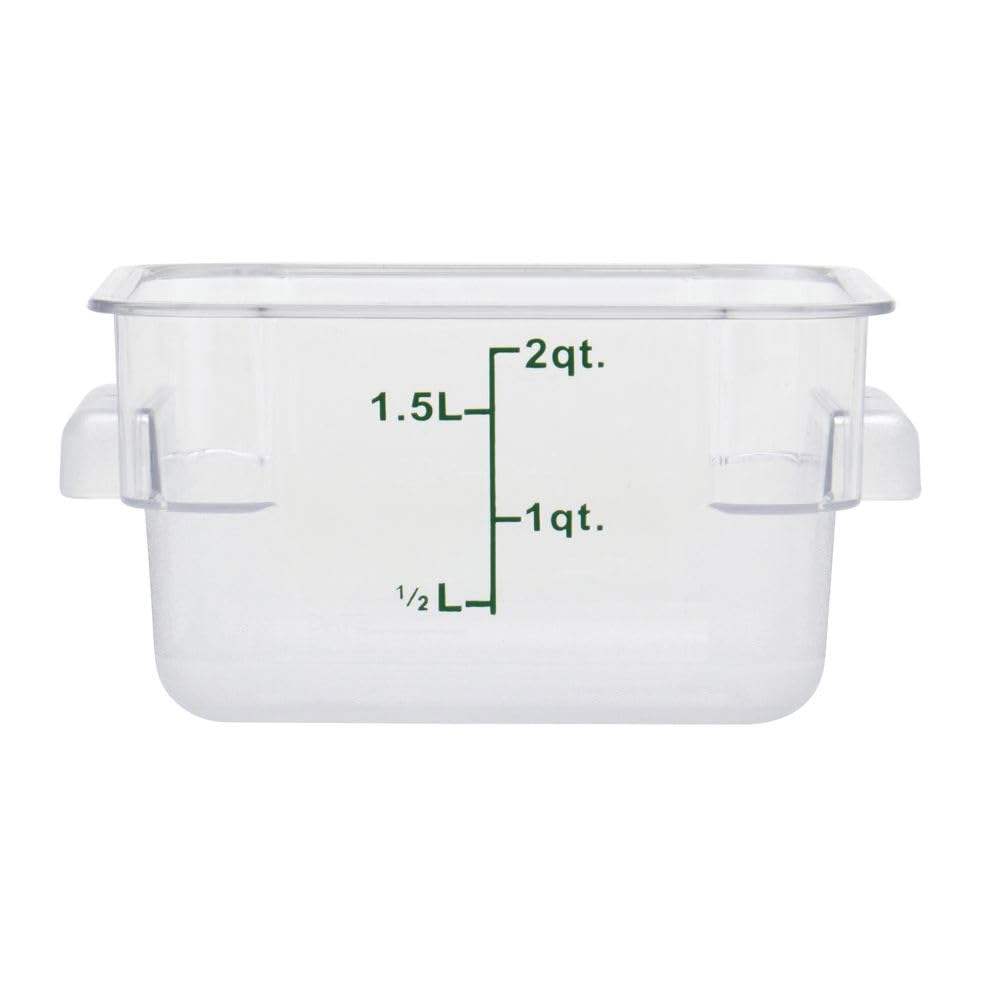 Clear Square Food Storage Container - 7 13/100" L x 7 13/100" W x 3 4/5" H by HUBERT – Polycarbonate (PC), Clear, Model 0105001-PC