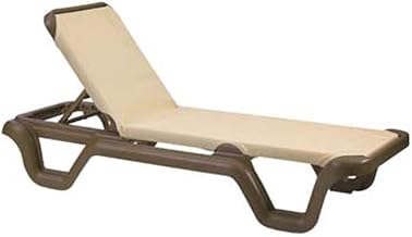 Grosfillex US414137 Marina Chaise Without Arms, Bronze Mist Resin Frame & Khaki Seat (Case of 2)