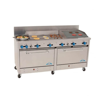 Gas 60" Range w/ Griddle & Char Broiler by Comstock Castle – Metallic, Model F3226-36-1RB