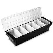 Tablecraft () 6-Compartment Black Plastic Condiment Holder by bar@drinkstuff – 6 Compartment, Plastic, Silver