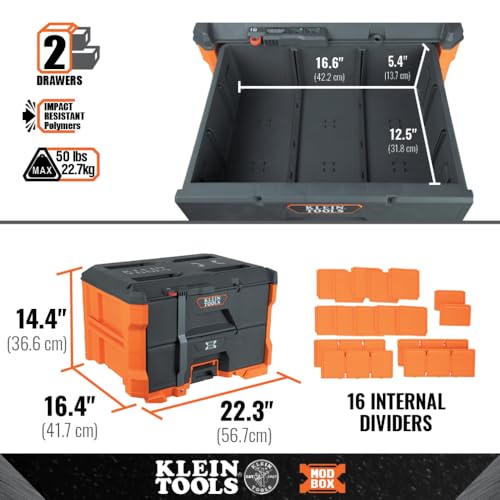 KLEIN TOOLS 2-Drawer / Orange / 50.0 pounds Tool Boxes