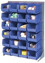 Global Industrial Louvered Bin Rack With (58) Blue Stacking Bins, 35" W x 15" D x 50" H