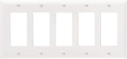 Legrand Pass & Seymour TP265W Trademaster Mid-Size Unbreakable Nylon Wall Plate, 5 Gang, Five Decorator Rocker GFCI Cover, White (1 Count)