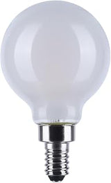 Satco S12162 4.5W LED G16.5 Globe Light Bulb, White Finish, Warm Dimming 3000K-2000K, 450 Lumens, 90 CRI, 40W Replacement, E12 Candelabra Base, Enclosed Fixture Rated, Dimmable, 120 Volt (6 Pack)
