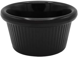 CAC Melamine Ramekin Fluted Black 3oz 3 1/8", Box of 12