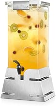 Rosseto LD148 Square Stainless Steel Pyramid Base Beverage Dispenser with Lock, 3 gal