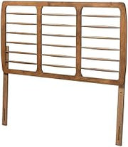 Furnifact Brown Mid-Century Modern Queen Size Headboard, Rubberwood Frame, Wood Legs, Durable Construction, Easy to Clean, Stylish Design for Bedroom Decor