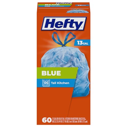 Hefty 60 Count (Pack of 1) / Blue / 13.0 gallons Trash Bags
