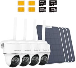 REOLINK 4K 4G LTE 360° Cellular Security Camera Wireless Outdoor +256G SD Card - 4Pack, No WiFi Solar Powered, SIM Card Included, 8MP Color Night Vision, Local/Cloud Storage, Go PT Ultra+Solar Panel 2