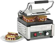 Single Commercial Panini Press w/Cast Iron Smooth Plates, 120v