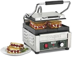 Single Commercial Panini Press w/Cast Iron Smooth Plates, 120v