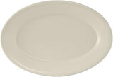 Tuxton China TRE-013 Platter, 11-5/8" x 8", Oval, Wide Rim, Rolled Edge, Microwave and Dishwasher Safe, Oven Proof, Fully Vitrified, Ceramic, Reno, American White/Eggshell, Pack of 12