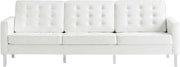 Furnifact Vegan Leather Sofa with Button-Tufted Back, Faux Leather Couch and Tufted Leather Couch for Living Room, Silver White