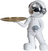 Astronaut Statues Sculpture Figurine, Decorative Bowls For Home Decor, Resin Table Centerpiece Decoration For Home Living Room Office Golden Spaceman For Kids Birthday Gift (Color : Silver)