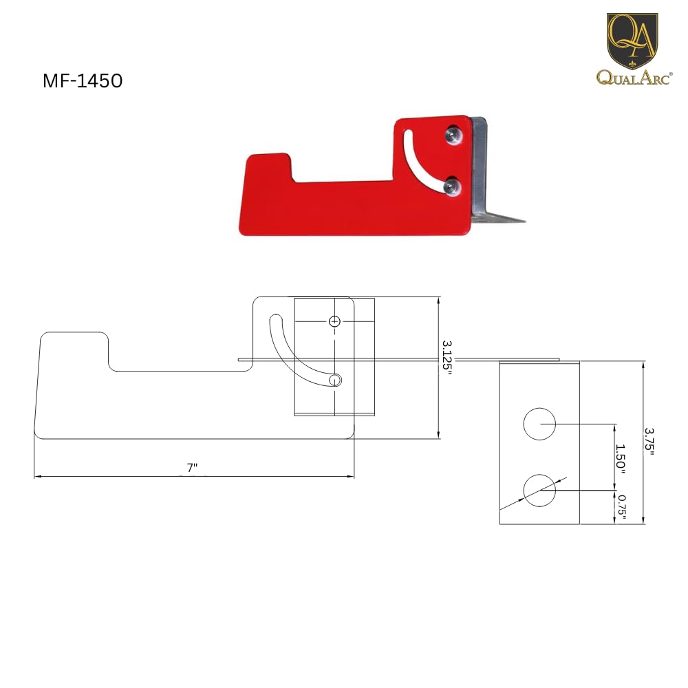 Manchester Masonry Flag - Red by Qualarc – 1"L x 7"W x 7"H, stainless steel, Red, Model LLFM