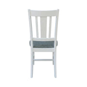 Solid Wood Dining Chair with Splatback Design by Furnifact – Wood, White and Heather Gray