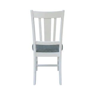 Solid Wood Dining Chair with Splatback Design by Furnifact – Wood, White and Heather Gray