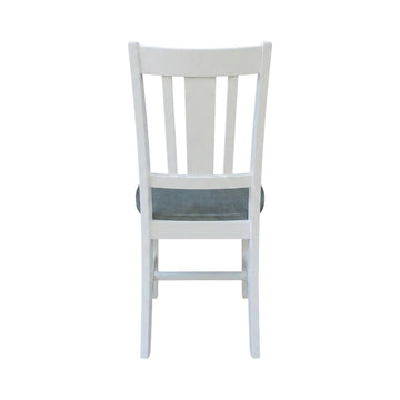 Solid Wood Dining Chair with Splatback Design by Furnifact – Wood, White and Heather Gray