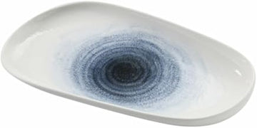 Yanco UN-413 Universe Chinaware 13.50 x 7.50 x 1.50 in. Deep Oval Plate - White & Blue