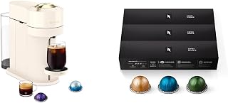 Nespresso Vertuo Next Coffee and Espresso Maker by DeLonghi, Creamy White with Gold with Capsules