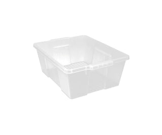 Clear Plastic Storage Container Bin (Pack of 6) by QUANTUM STORAGE SYSTEMS – 21" L x 16" W x 8" H, 2584.47 cubic_inches, Plastic, Clear, Pack of 6