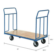 Wood Deck Platform Truck w/Removable Handles by Global Industrial – 25"L x 23.5"W x 9.45"H, Plywood Deck with Steel Frame, Blue, Model 241683