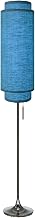 Lollipop Floor Lamp - Black Nickel, Sky Blue Linen Double Shade, On/Off Pull Chain