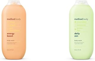 Method Body Wash Energy Boost and Daily Zen, Paraben and Phthalate Free, 18 oz (Pack of 2)