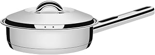 Tramontina 62500/240 Saute Pan with Lid, Deep Type, Solar, 9.4 inches (24 cm), Stainless Steel, 3-Layer Bottom, Dishwasher Safe, Gas Compatible, Made in Brazil
