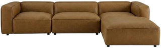 Furnifact Vegan Leather Modular Sofa 4-Piece Set, Sectional Couch for Living Room and Faux Leather Sectional Couch, Camel