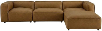 Furnifact Vegan Leather Modular Sofa 4-Piece Set, Sectional Couch for Living Room and Faux Leather Sectional Couch, Camel