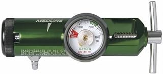 Medline HCS8715M Mini Oxygen Regulator, Latex Free, 0-15 Liters per Minute, 870 CGA Connection, Brass Sleeve